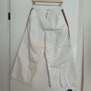 Zara White Wide-Leg Cotton Pants/Jeans